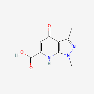 molecular formula C9H9N3O3 B1384559 1,3-二甲基-4-氧代-1H,4H,7H-吡唑并[3,4-b]吡啶-6-羧酸 CAS No. 1375474-42-2