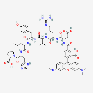 1-[2-[[2-[[2-[[2-[[2-[[2-[[4-[3,6-bis(dimethylamino)-3H-xanthen-9-yl]-3-carboxybenzoyl]amino]-3-carboxypropanoyl]amino]-5-(diaminomethylideneamino)pentanoyl]amino]-3-methylbutanoyl]amino]-3-(4-hydroxyphenyl)propanoyl]amino]-3-methylpentanoyl]amino]-3-(1H-imidazol-5-yl)propanoyl]pyrrolidine-2-carboxylic acid