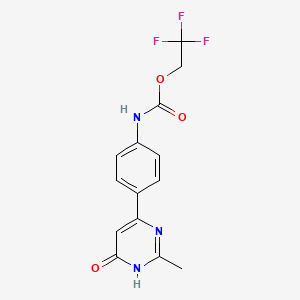 molecular formula C14H12F3N3O3 B1384571 2,2,2-trifluoroethyl N-[4-(2-methyl-6-oxo-1,6-dihydropyrimidin-4-yl)phenyl]carbamate CAS No. 1354950-25-6