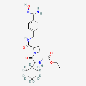 molecular formula C24H35N5O5 B13845750 ethyl 2-[[(1R)-2-[(2S)-2-[[4-(N'-hydroxycarbamimidoyl)phenyl]methylcarbamoyl]azetidin-1-yl]-2-oxo-1-(1,2,2,3,3,4,4,5,5,6,6-undecadeuteriocyclohexyl)ethyl]amino]acetate 