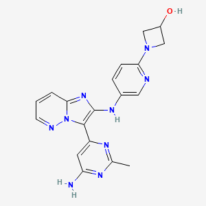 molecular formula C19H19N9O B13845781 1-(5-(3-(6-Amino-2-methylpyrimidin-4-yl)imidazo[1,2-b]pyridazin-2-ylamino)pyridin-2-yl)azetidin-3-ol 