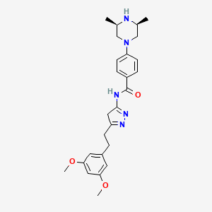 N-[5-[2-(3,5-dimethoxyphenyl)ethyl]-4H-pyrazol-3-yl]-4-[(3S,5R)-3,5-dimethylpiperazin-1-yl]benzamide