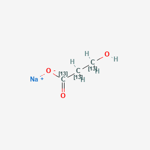 molecular formula C3H5NaO3 B13846014 sodium;3-hydroxy(1,2,3-13C3)propanoate 