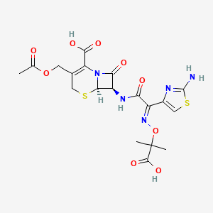 molecular formula C19H21N5O9S2 B13846162 7b-[(Z)-2-(2-Aminothiazol-4-yl)-2-(1-carboxy-1-methylethoxyimino)acetamido]-3-acetoxymethyl-3-cephem-4-carboxylic Acid 