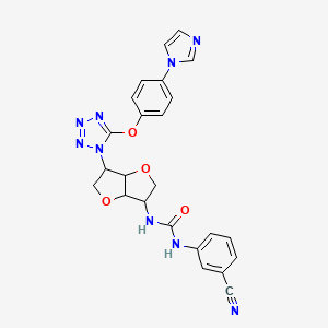 molecular formula C24H21N9O4 B13846253 1-(3-Cyanophenyl)-3-[6-[5-(4-imidazol-1-ylphenoxy)tetrazol-1-yl]-2,3,3a,5,6,6a-hexahydrofuro[3,2-b]furan-3-yl]urea 