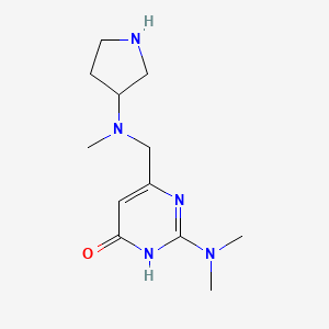 molecular formula C12H21N5O B1384628 2-(二甲氨基)-6-{[甲基(吡咯烷-3-基)氨基]甲基}-3,4-二氢嘧啶-4-酮 CAS No. 1803561-41-2
