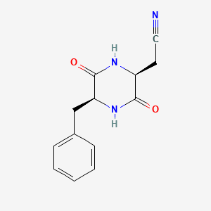 molecular formula C13H13N3O2 B13846320 2-[(2S,5S)-5-benzyl-3,6-dioxopiperazin-2-yl]acetonitrile 