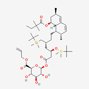 molecular formula C47H82O11SSi B13846346 prop-2-enyl (2S,3S,4S,5R,6S)-6-[(3R,5R)-7-[(1S,2S,6R,8S,8aS)-8-(2,2-dimethylbutanoyloxy)-2,6-dimethyl-1,2,6,7,8,8a-hexahydronaphthalen-1-yl]-3-[tert-butyl(dimethyl)-lambda4-sulfanyl]oxy-5-[[tert-butyl(dimethyl)silyl]methyl]heptanoyl]oxy-3,4,5-trihydroxyoxane-2-carboxylate 