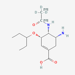 molecular formula C14H24N2O4 B13846628 Oseltamivir-13C2,d3 Acid 