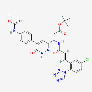 molecular formula C29H29ClN8O6 B1384666 Tert-butyl (3S)-3-[[(E)-3-[5-chloro-2-(tetrazol-1-yl)phenyl]prop-2-enoyl]amino]-3-[5-[4-(methoxycarbonylamino)phenyl]-6-oxo-1H-pyridazin-3-yl]propanoate CAS No. 1187647-57-9
