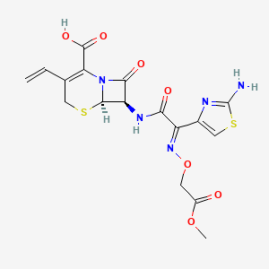 molecular formula C17H17N5O7S2 B13846718 (6R,7R)-7-[[(2E)-2-(2-amino-1,3-thiazol-4-yl)-2-(2-methoxy-2-oxoethoxy)iminoacetyl]amino]-3-ethenyl-8-oxo-5-thia-1-azabicyclo[4.2.0]oct-2-ene-2-carboxylic acid 