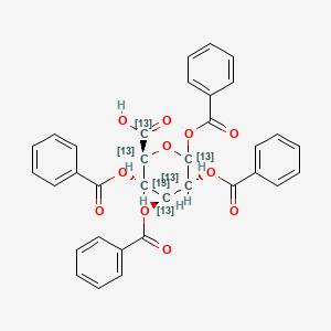 molecular formula C34H26O11 B13846936 1,2,3,4-Tetra-O-benzoyl-D-glucuronic-13C6 Acid 