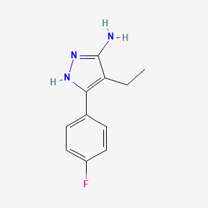 molecular formula C11H12FN3 B1384695 4-乙基-5-(4-氟苯基)-2H-吡唑-3-基胺 CAS No. 1187560-99-1