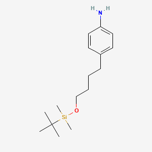 molecular formula C16H29NOSi B13846979 4-(4-((tert-Butyldimethylsilyl)oxy)butyl)aniline 