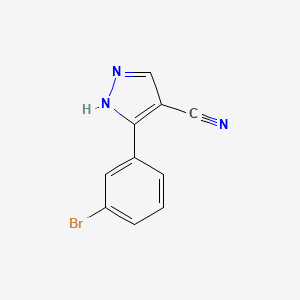 molecular formula C10H6BrN3 B1384705 3-(3-溴苯基)-1H-吡唑-4-碳腈 CAS No. 1170378-39-8