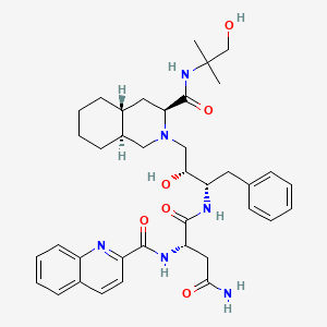 molecular formula C38H50N6O6 B13847222 (2S)-N-[(2S,3R)-4-[(3S,4aR,8aS)-3-[(1-hydroxy-2-methylpropan-2-yl)carbamoyl]-3,4,4a,5,6,7,8,8a-octahydro-1H-isoquinolin-2-yl]-3-hydroxy-1-phenylbutan-2-yl]-2-(quinoline-2-carbonylamino)butanediamide 