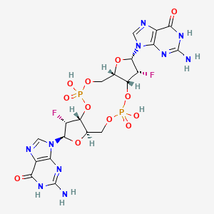 2-amino-9-[(1R,6S,8S,9R,10R,15R,17R,18R)-17-(2-amino-6-oxo-1H-purin-9-yl)-9,18-difluoro-3,12-dihydroxy-3,12-dioxo-2,4,7,11,13,16-hexaoxa-3lambda5,12lambda5-diphosphatricyclo[13.3.0.06,10]octadecan-8-yl]-1H-purin-6-one