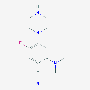 molecular formula C13H17FN4 B13847616 2-(Dimethylamino)-5-fluoro-4-piperazin-1-ylbenzonitrile 