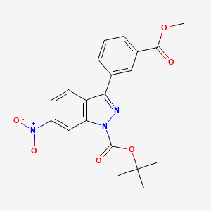 molecular formula C20H19N3O6 B13847684 tert-butyl 3-[3-(methoxycarbonyl)phenyl]-6-nitro-1H-indazole-1-carboxylate 