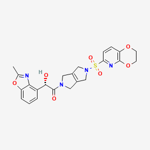 molecular formula C23H22N4O7S B13847837 (S)-1-(5-((2,3-Dihydro-[1,4]dioxino[2,3-b]pyridin-6-yl)sulfonyl)-3,4,5,6-tetrahydropyrrolo[3,4-c]pyrrol-2(1H)-yl)-2-hydroxy-2-(2-methylbenzo[d]oxazol-4-yl)ethan-1-one 