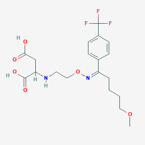 molecular formula C19H25F3N2O6 B13847985 2-[2-[(Z)-[5-methoxy-1-[4-(trifluoromethyl)phenyl]pentylidene]amino]oxyethylamino]butanedioic acid 