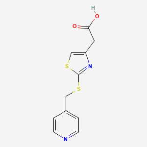 molecular formula C11H10N2O2S2 B1384816 {2-[(Pyridin-4-ylmethyl)thio]-1,3-thiazol-4-yl}acetic acid CAS No. 1040631-48-8