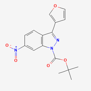 molecular formula C16H15N3O5 B13848199 3-Furan-3-yl-6-nitro-indazole-1-carboxylic acid tert-butyl ester 