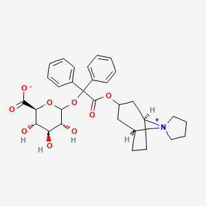 (2S,3S,4S,5R)-3,4,5-Trihydroxy-6-(2-oxo-1,1-diphenyl-2-(((1R,3r,5S)-spiro[bicyclo[3.2.1]octane-8,1'-pyrrolidin]-3-yl-8-ium)oxy)ethoxy)tetrahydro-2H-pyran-2-carboxylate