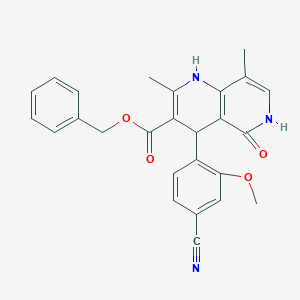 Benzyl 4-(4-cyano-2-methoxyphenyl)-2,8-dimethyl-5-oxo-1,4,5,6-tetrahydro-1,6-naphthyridine-3-carboxylate