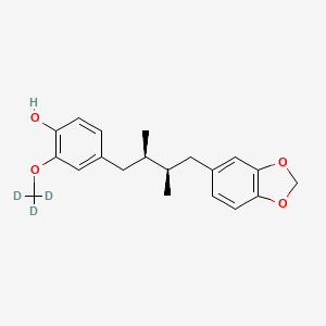 molecular formula C20H24O4 B13849074 rel-4-[(2R,3R)-4-(1,3-Benzodioxol-5-yl)-2,3-dimethylbutyl]-2-methoxyphenol-d3 