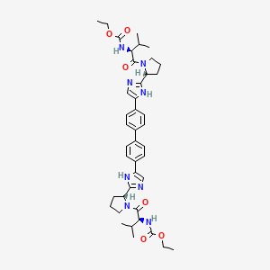 Diethyl (2S,2'S)-1,1'-((2S,2'S)-2,2'-(4,4'-(biphenyl-4,4'-diyl)bis(1H-imidazole-4,2-diyl))bis(pyrrolidine-2,1-diyl))bis(3-methyl-1-oxobutane-2,1-diyl)dicarbamate