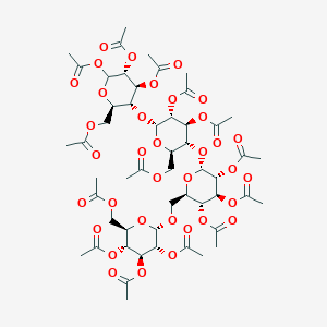 (3R,4S,5R,6R)-6-(acetoxymethyl)-5-(((2R,3R,4S,5R,6R)-3,4-diacetoxy-6-(acetoxymethyl)-5-(((2R,3R,4S,5R,6R)-3,4,5-triacetoxy-6-((((2S,3R,4S,5R,6R)-3,4,5-triacetoxy-6-(acetoxymethyl)tetrahydro-2H-pyran-2-yl)oxy)methyl)tetrahydro-2H-pyran-2-yl)oxy)tetrahydro-2H-pyran-2-yl)oxy)tetrahydro-2H-pyran-2,3,4-triyl triacetate