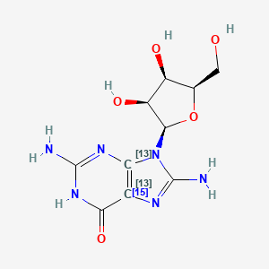 molecular formula C10H14N6O5 B13849860 8-Aminoguanosine-13C2,15N 