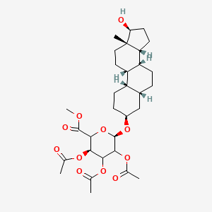 molecular formula C31H46O11 B13849909 methyl (3R,6R)-3,4,5-triacetyloxy-6-[[(3S,5R,8R,9S,10S,13S,14R,17S)-17-hydroxy-13-methyl-1,2,3,4,5,6,7,8,9,10,11,12,14,15,16,17-hexadecahydrocyclopenta[a]phenanthren-3-yl]oxy]oxane-2-carboxylate 