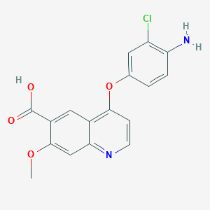 molecular formula C17H13ClN2O4 B13849933 4-(4-Amino-3-chlorophenoxy)-7-methoxyquinoline-6-carboxylic acid 