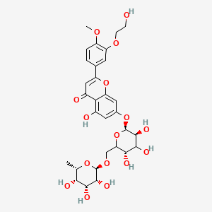 molecular formula C30H36O16 B13850142 5-hydroxy-2-[3-(2-hydroxyethoxy)-4-methoxyphenyl]-7-[(2S,3S,5S)-3,4,5-trihydroxy-6-[[(2R,3R,4R,5S,6S)-3,4,5-trihydroxy-6-methyloxan-2-yl]oxymethyl]oxan-2-yl]oxychromen-4-one 