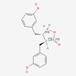 molecular formula C18H18O4 B13850165 (3S,4S)-3,4-bis[(3-hydroxyphenyl)methyl](2,3,5-13C3)oxolan-2-one 