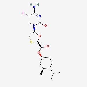 molecular formula C18H26FN3O4S B13850204 [(1S,3S,4R)-3-methyl-4-propan-2-ylcyclohexyl] (2R,5S)-5-(4-amino-5-fluoro-2-oxopyrimidin-1-yl)-1,3-oxathiolane-2-carboxylate 