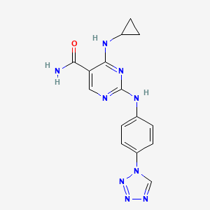 molecular formula C15H15N9O B13850237 4-(cyclopropylamino)-2-[4-(tetrazol-1-yl)anilino]pyrimidine-5-carboxamide 