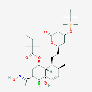 molecular formula C₃₁H₅₂ClNO₇Si B138503 4-tert-Butyldimethylsilyl-5'-chloro-4a'-hydroxy-6'-(hydroxyimino)methyl Simvastatin CAS No. 123852-22-2