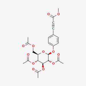 molecular formula C24H26O12 B13850815 (2R,3R,4S,5R,6S)-2-(Acetoxymethyl)-6-(4-(3-methoxy-3-oxoprop-1-yn-1-yl)phenoxy)tetrahydro-2H-pyran-3,4,5-triyl Triacetate 