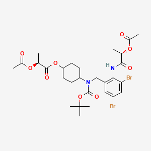 molecular formula C28H38Br2N2O9 B13851541 (tert-Butoxycarbonyl) Ambroxol (L)-Lactamide Diacetate 