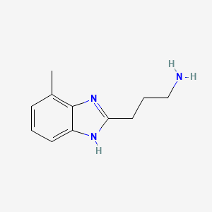 molecular formula C11H15N3 B1385173 3-(4-Methyl-1H-benzimidazol-2-YL)propan-1-amine CAS No. 933736-02-8