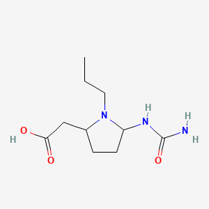 molecular formula C10H19N3O3 B13852426 2-(1-Propyl-5-ureidopyrrolidin-2-yl)acetic Acid 