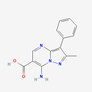 molecular formula C14H12N4O2 B1385243 Acide 7-amino-2-méthyl-3-phénylpyrazolo[1,5-a]pyrimidine-6-carboxylique CAS No. 956576-87-7