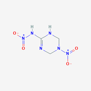 molecular formula C3H6N6O4 B138526 N-(5-Nitro-1,4,5,6-tetrahydro-1,3,5-triazin-2-yl)nitramide CAS No. 130400-13-4