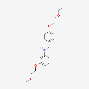 molecular formula C20H27NO4 B1385313 N-[4-(2-Ethoxyethoxy)benzyl]-3-(2-methoxyethoxy)aniline CAS No. 1040686-61-0