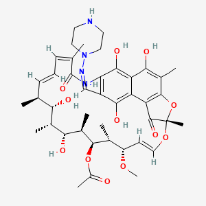 [(7S,9E,11S,12R,13S,14R,15R,16R,17S,18S,19E,21Z)-2,15,17,27,29-pentahydroxy-11-methoxy-3,7,12,14,16,18,22-heptamethyl-6,23-dioxo-26-[(Z)-piperazin-1-yliminomethyl]-8,30-dioxa-24-azatetracyclo[23.3.1.14,7.05,28]triaconta-1(29),2,4,9,19,21,25,27-octaen-13-yl] acetate