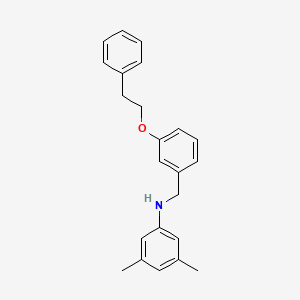 molecular formula C23H25NO B1385335 3,5-Dimethyl-N-[3-(phenethyloxy)benzyl]aniline CAS No. 1040687-13-5