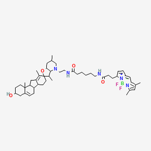 molecular formula C49H70BF2N5O4 B13853989 6-[3-(2,2-difluoro-10,12-dimethyl-1-aza-3-azonia-2-boranuidatricyclo[7.3.0.03,7]dodeca-3,5,7,9,11-pentaen-4-yl)propanoylamino]-N-[2-(3-hydroxy-3',6',10,11b-tetramethylspiro[2,3,4,6,6a,6b,7,8,11,11a-decahydro-1H-benzo[a]fluorene-9,2'-3,3a,5,6,7,7a-hexahydrofuro[3,2-b]pyridine]-4'-yl)ethyl]hexanamide 